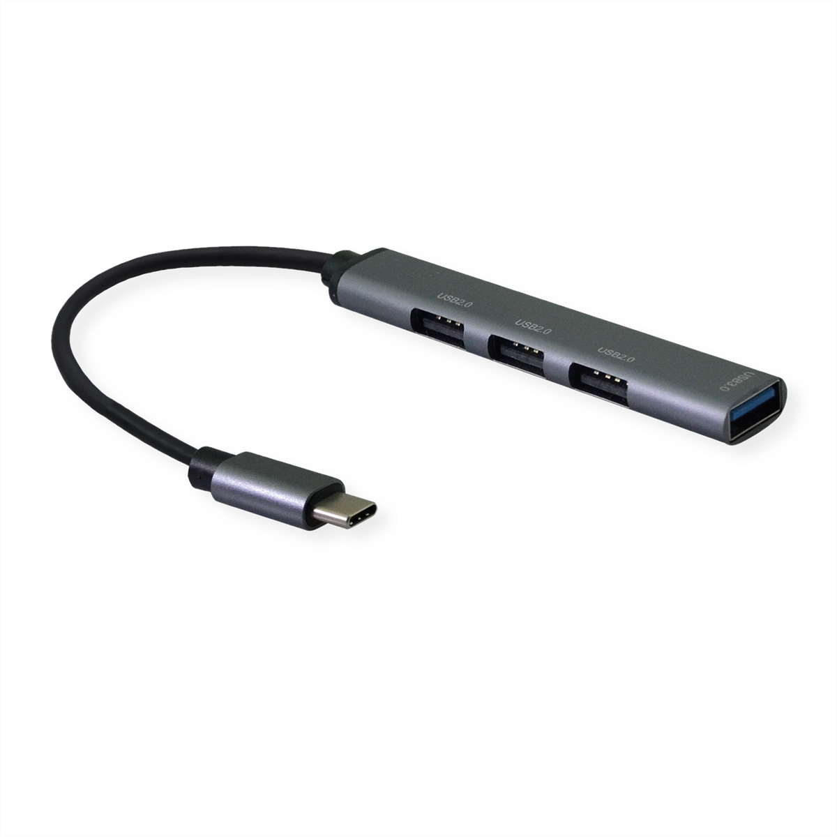 STANDARD USB 2.0 Hub, USB-C Anschluss, 4x USB-A Ports (3x USB 2.0 + 1x USB 3.2 Gen1)