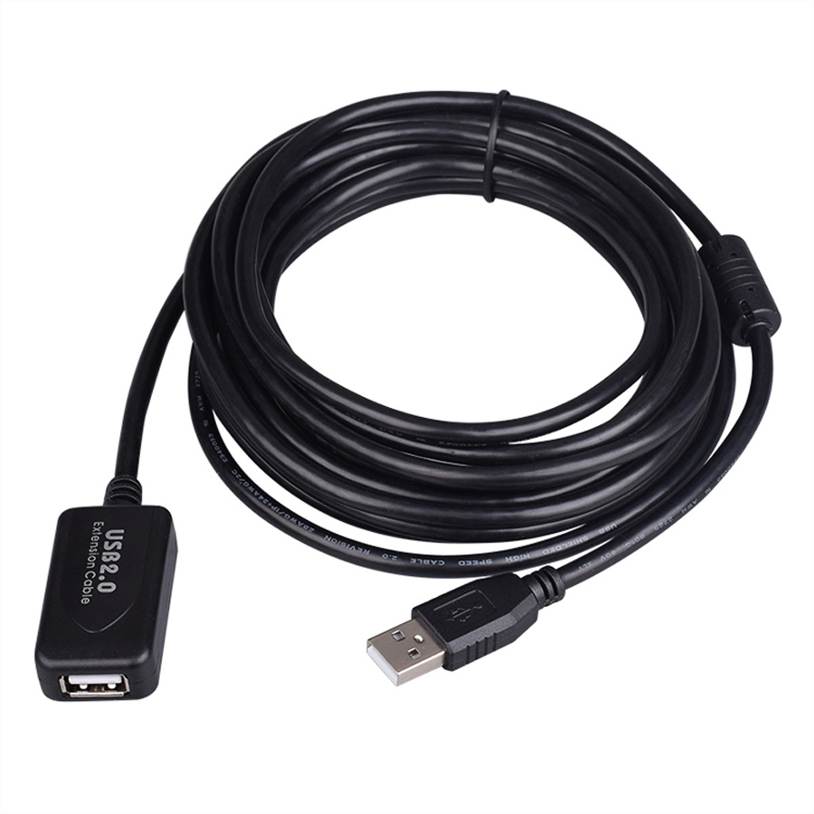 STANDARD USB 2.0 Verlängerung, aktiv, mit Repeater, schwarz, 5 m