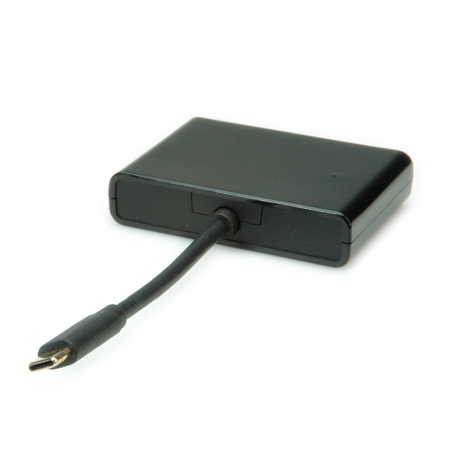 STANDARD Display Adapter USB Typ C - VGA+HDMI, schwarz, 0,1 m