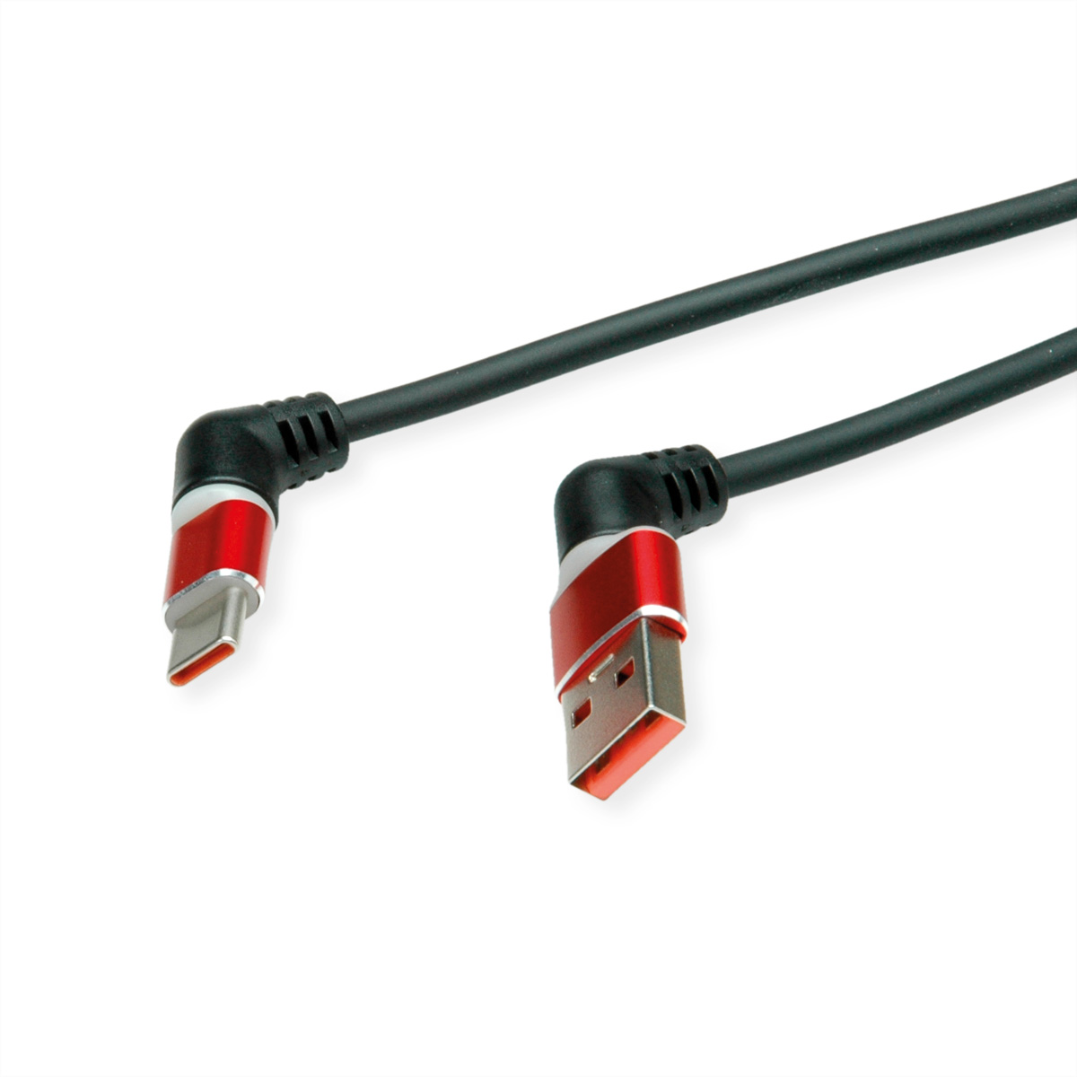 ROLINE USB 2.0 Kabel, Typ-C - Typ-A, ST/ST, 360° Rotation, schwarz / rot, 1 m