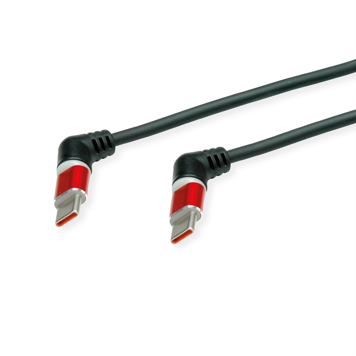 ROLINE USB 2.0 Kabel, Typ-C - Typ-C, ST/ST, 360° Rotation, schwarz / rot, 2 m