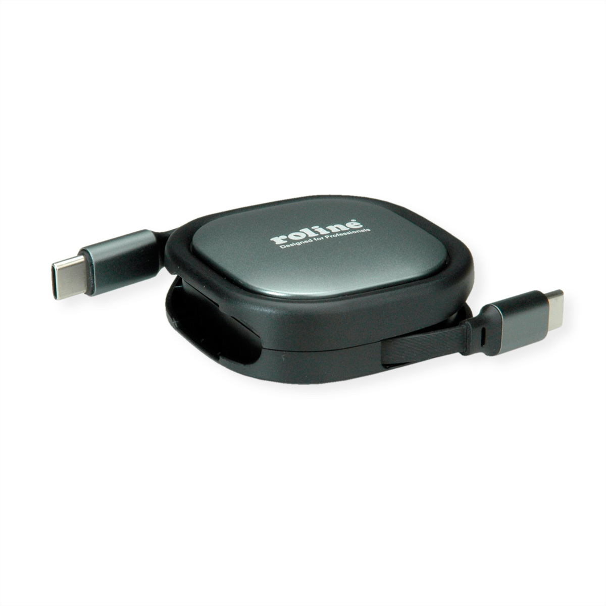 ROLINE USB 2.0 Aufrollbares Kabel, C-C ST/ST, schwarz, 1,2 m