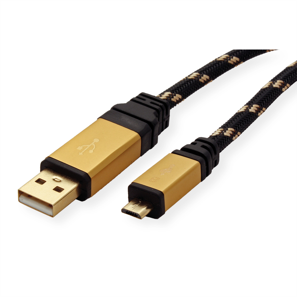 ROLINE GOLD USB 2.0 Kabel, USB A ST - USB Micro B ST 0,8m