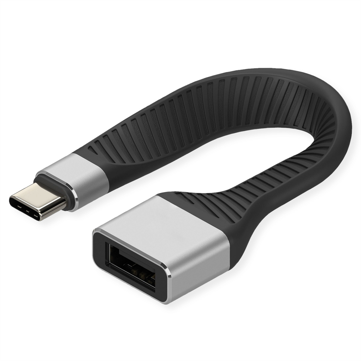 ROLINE USB 3.2 Gen 2 Silikonkabel, C-A, ST/BU, 10Gbit/s, Emark, schwarz, 11 cm