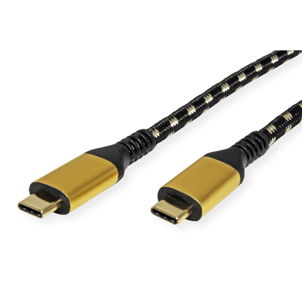 ROLINE GOLD USB4 Gen3x2 Kabel, C–C, ST/ST, 40Gbit/s, 100W, schwarz / gold, 2 m