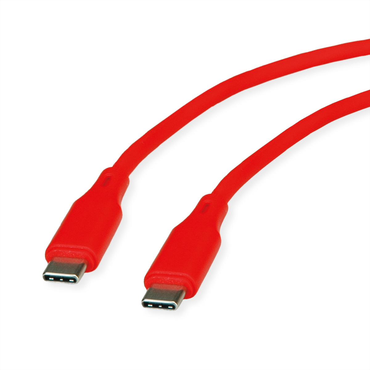 ROLINE USB 2.0 Kabel, Typ C-C, ST/ST, Silikon, 60W, rot, 1 m ROLINE USB 2.0 Kabel, Typ C-C, ST/ST, Silikon, 60W, rot, 1 m