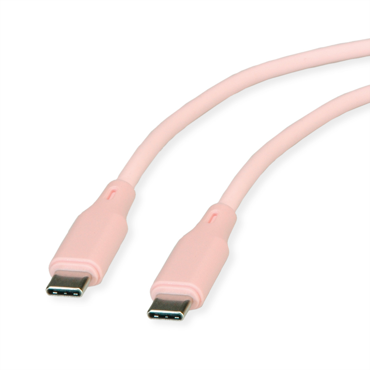ROLINE USB 2.0 Kabel, Typ C-C, ST/ST, Silikon, 60W, pink, 1 m ROLINE USB 2.0 Kabel, Typ C-C, ST/ST, Silikon, 60W, pink, 1 m