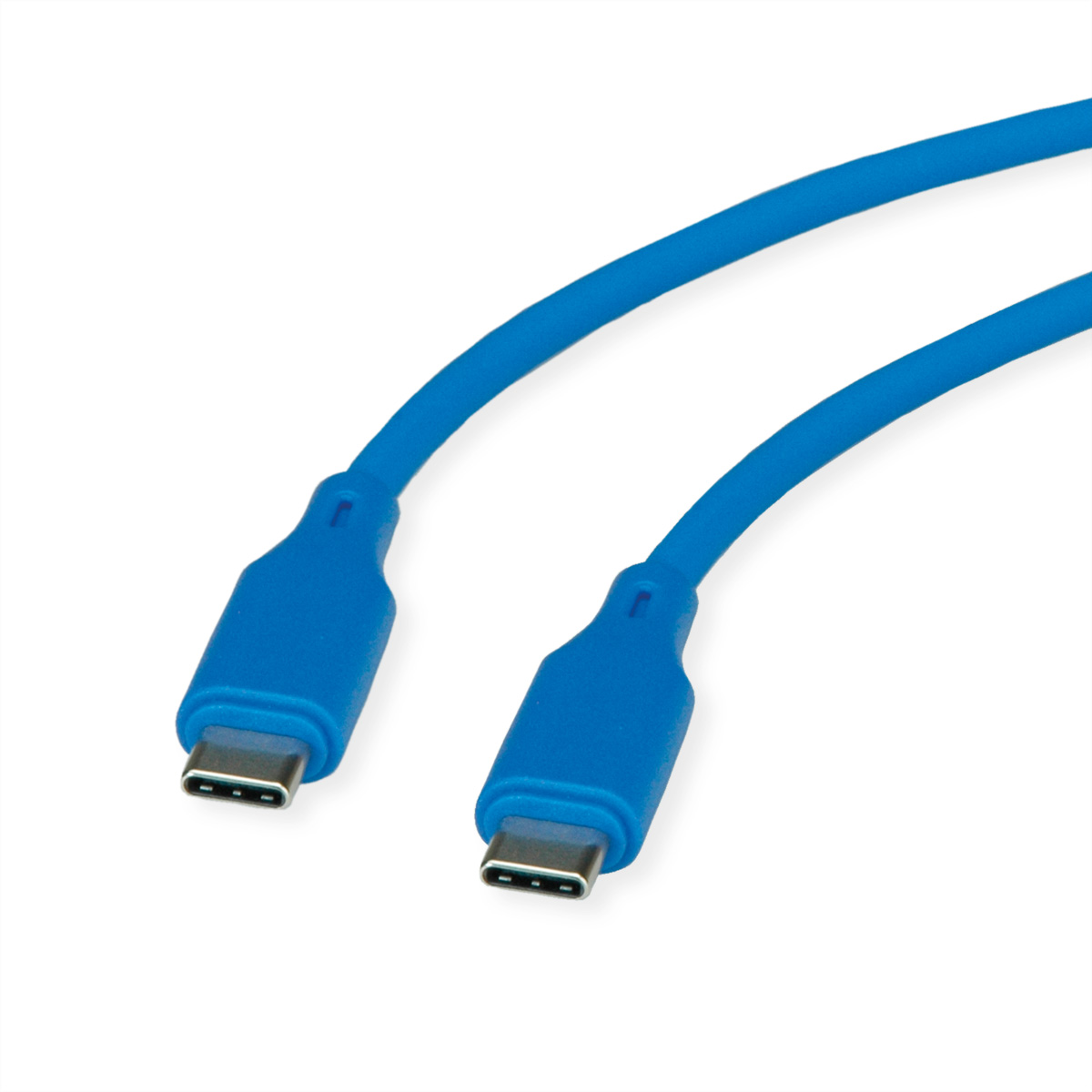 ROLINE USB 2.0 Kabel, Typ C-C, ST/ST, Silikon, 60W, blau, 1 m ROLINE USB 2.0 Kabel, Typ C-C, ST/ST, Silikon, 60W, blau, 1 m