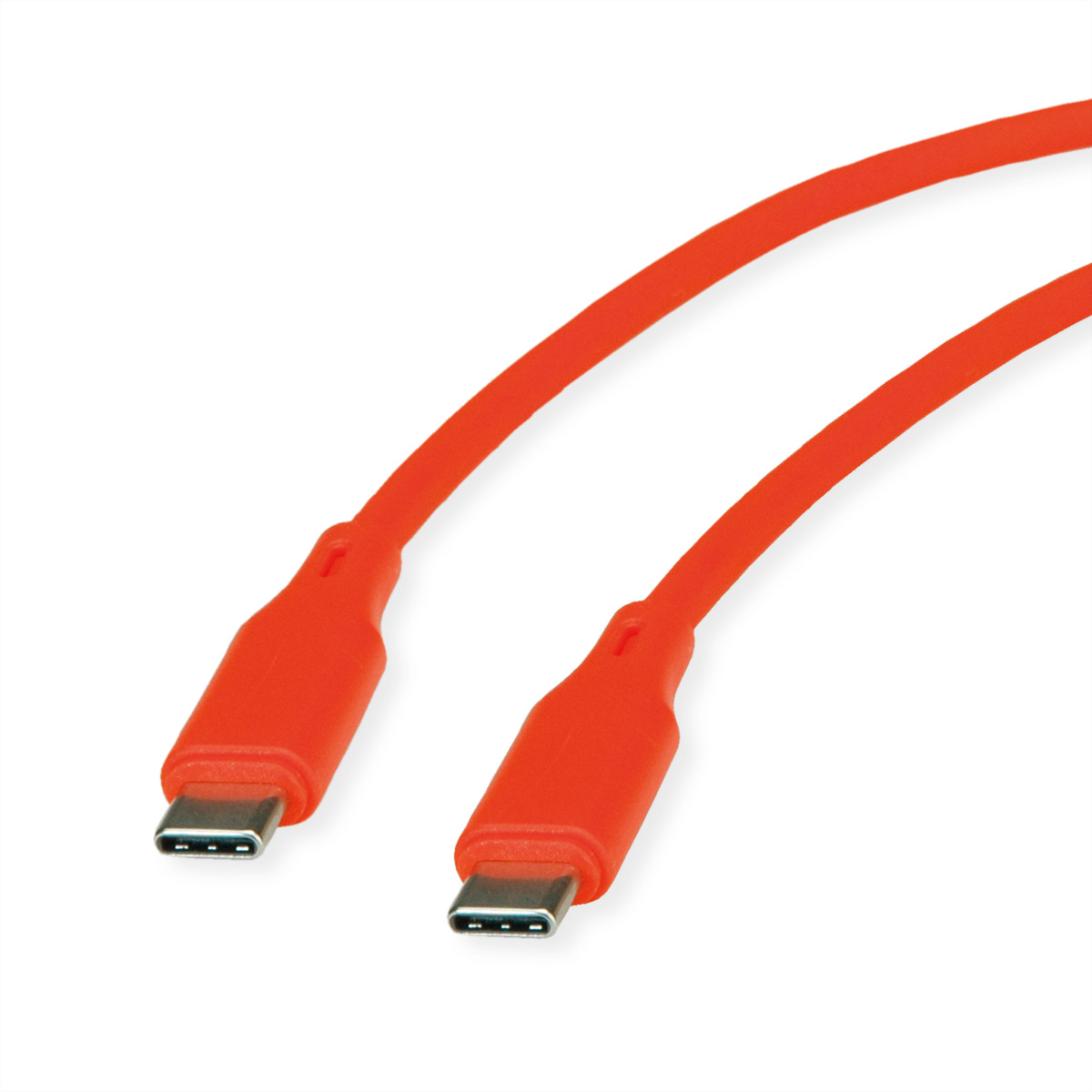 ROLINE USB 2.0 Kabel, Typ C-C, ST/ST, Silikon, 60W, orange, 1 m ROLINE USB 2.0 Kabel, Typ C-C, ST/ST, Silikon, 60W, orange, 1 m