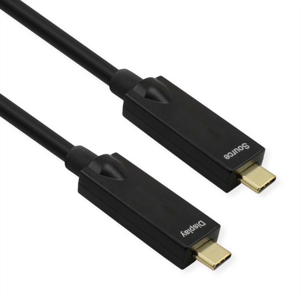 ROLINE USB 3.2 Gen 2 Kabel, AOC, C-C, ST/ST, 10Gbit/s, 4K60Hz, PD (Power Delivery) 60W, schwarz, 10 m