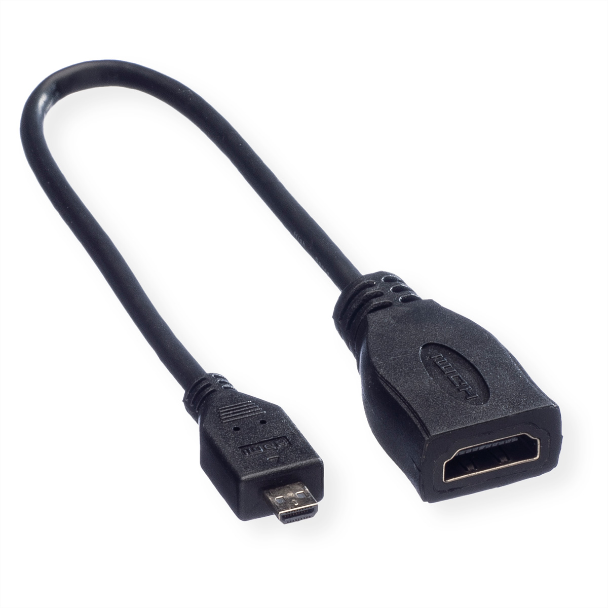 ROLINE HDMI High Speed Kabel mit Ethernet, HDMI BU - Micro HDMI ST 0,15m