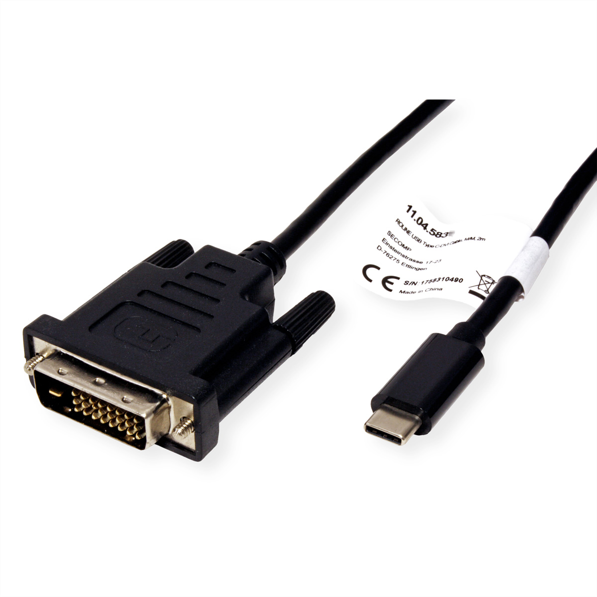 ROLINE USB Typ C - DVI Adapterkabel, ST/ST, 2 m, ROLINE  (BILD2)