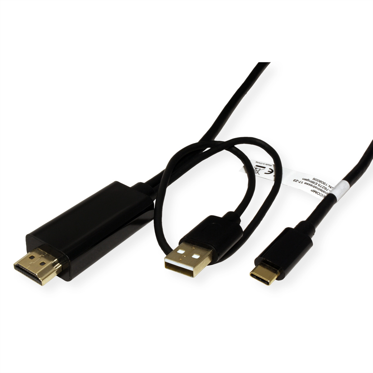 ROLINE USB Typ C - HDMI + USB A Adapterkabel, ST/ST, 2 m (11.04.5956)