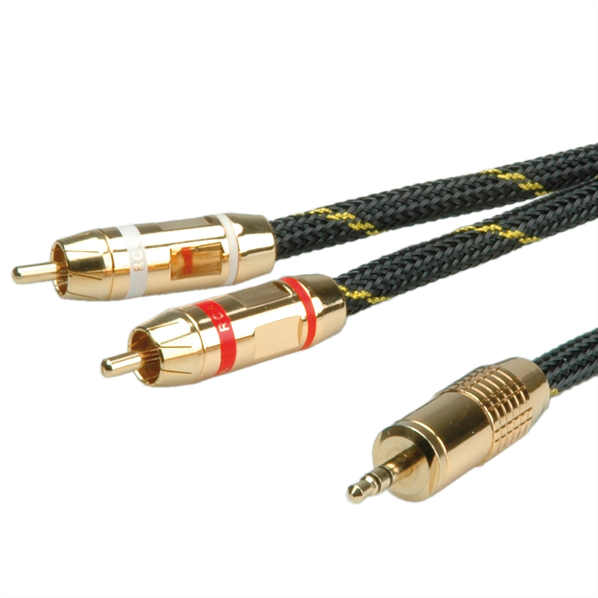 ROLINE GOLD Audio-Verbindungskabel 3,5mm Stereo - 2x Cinch, Stecker / Stecker 2,5m