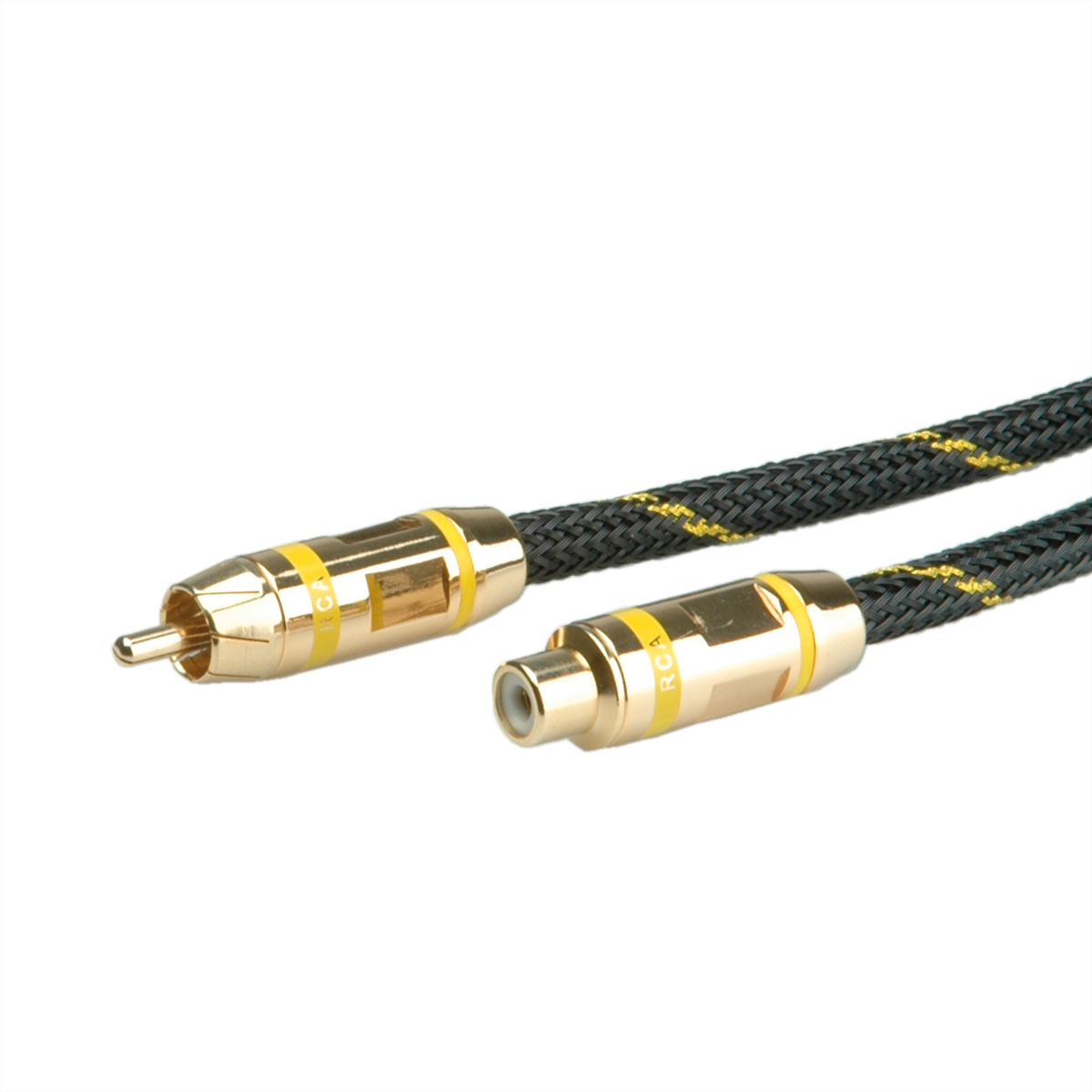 ROLINE GOLD Cinch-Verlängerungskabel simplex ST/BU, gelb, 2,5 m