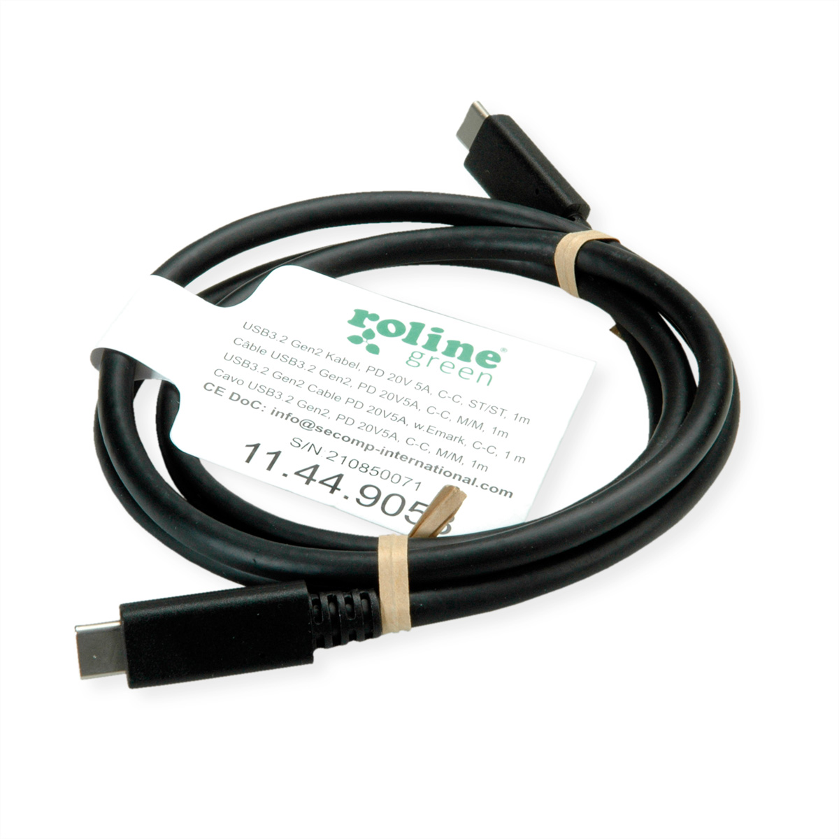 ROLINE GREEN USB3.2 Gen2 Kabel, PD 20V5A m.Emark, C-C, ST/ST, 1 m (11.44.9053)