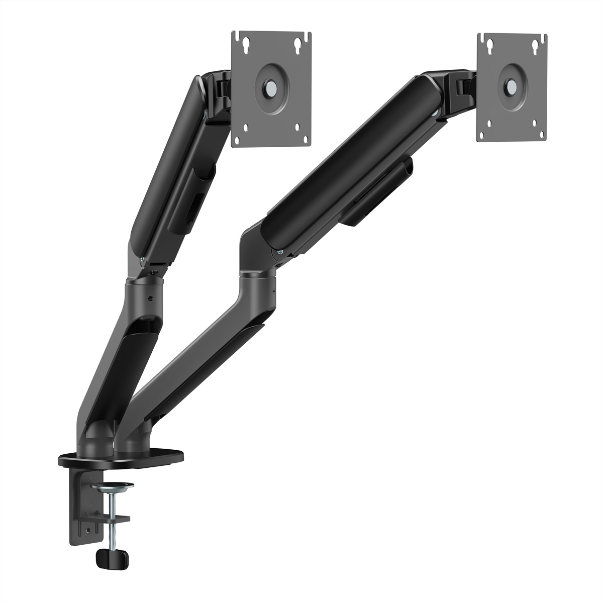 STANDARD Dual-Monitorarm, Mechanische Feder, 17–32 Zoll, max. 2x 10 kg, schwarz Monitorarm, Tischmontage