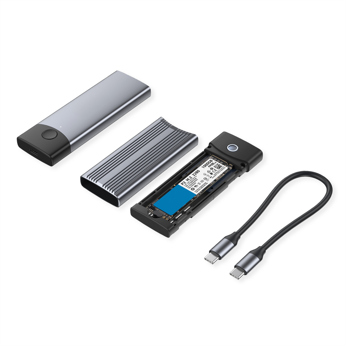 STANDARD Externes SSD-Gehäuse, M.2, NVMe zu USB 3.2 Gen 2x2, Typ C