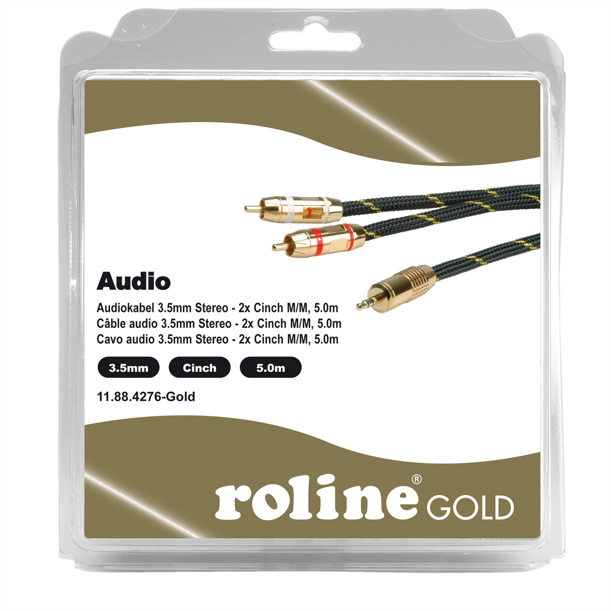 ROLINE GOLD Kb, 3,5mm-2xCinch,ST/ST 5m Retail im Blister