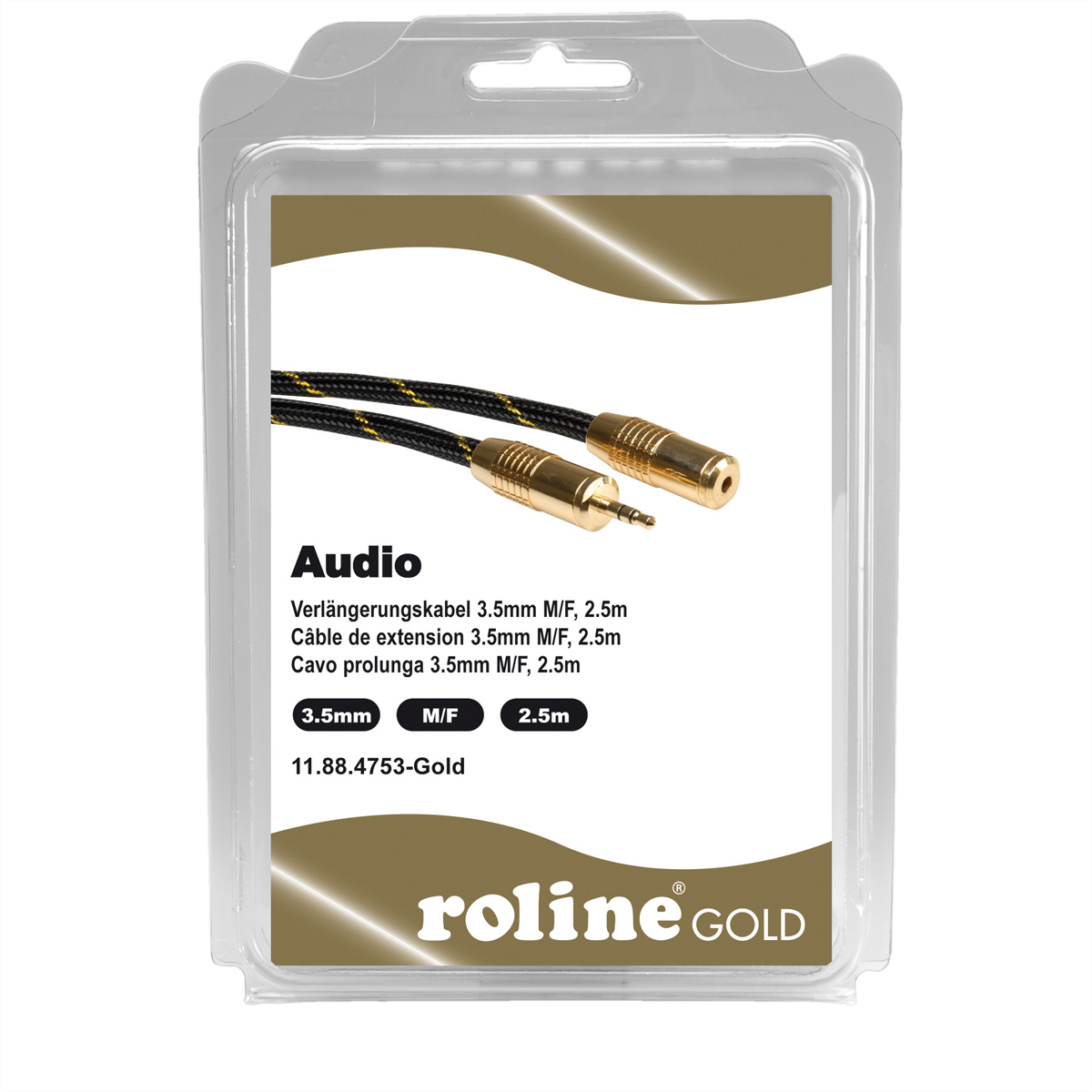 ROLINE GOLD 3,5mm Audio-Kabel,ST/BU,2, 5mRetail im Blister
