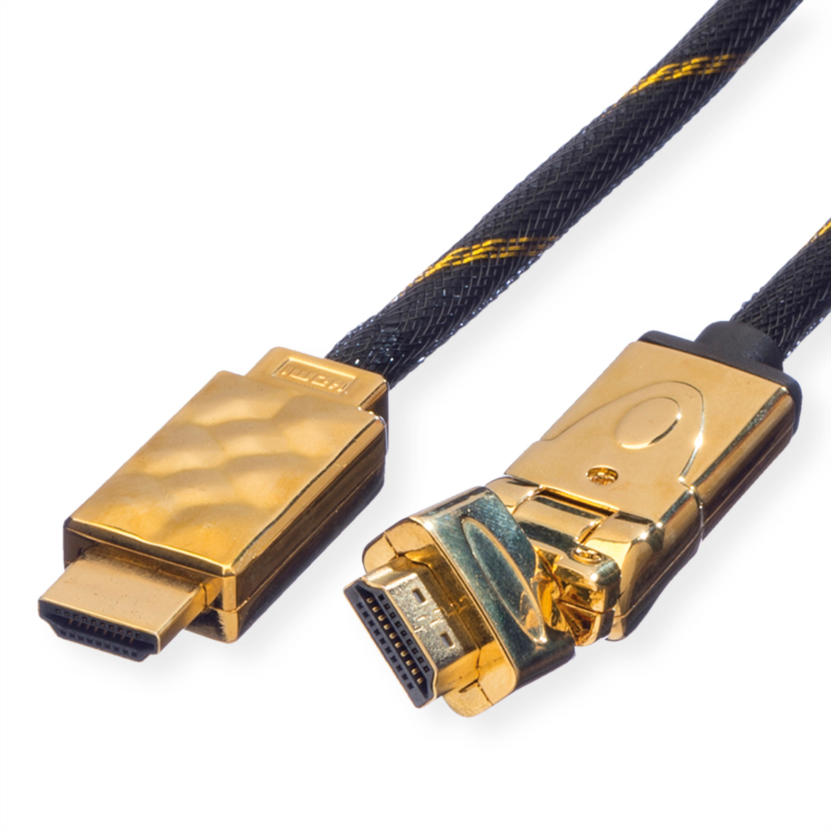 ROLINE GOLD HDMI High Speed Kabel mit Ethernet, 3D-drehbarer Stecker, 2 m