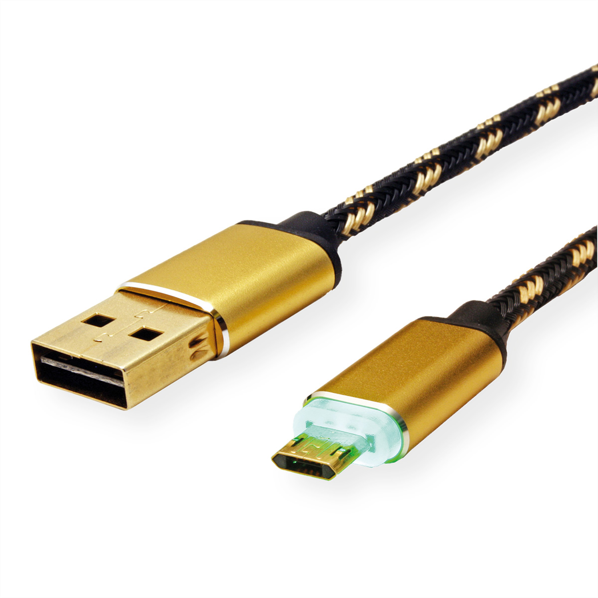 ROLINE GOLD LED USB 2.0 Kabel, USB A ST - USB Micro B ST, reversibel, 1 m