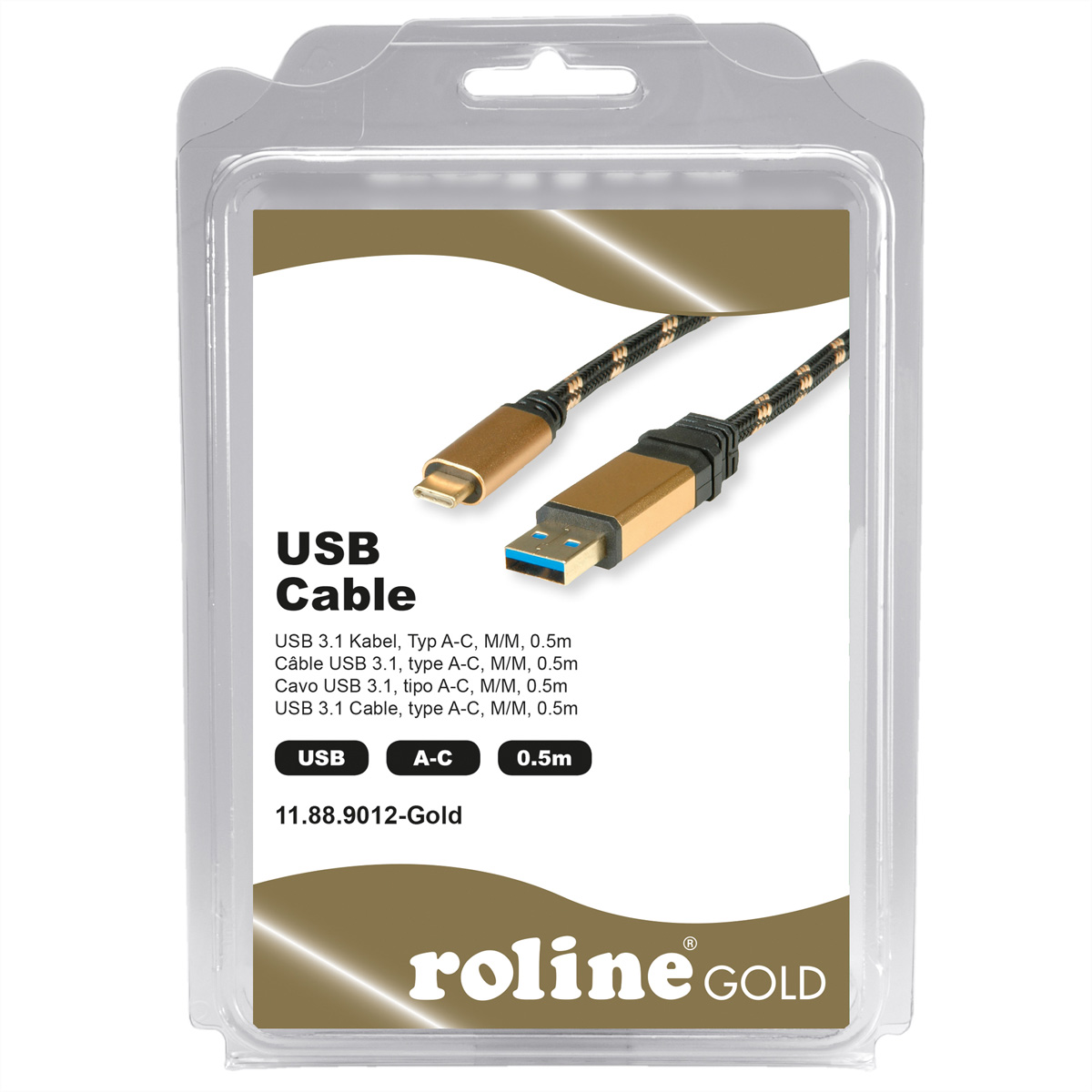 ROLINE GOLD USB 3.1 Kabel C-A ST ST 0.5m 19,685Zoll