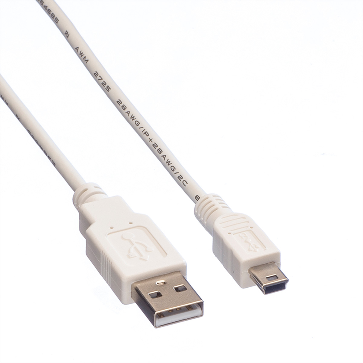 VALUE USB 2.0 Kabel, Typ A - 5-Pin Mini, weiß, 0,8 m,  (BILD2)