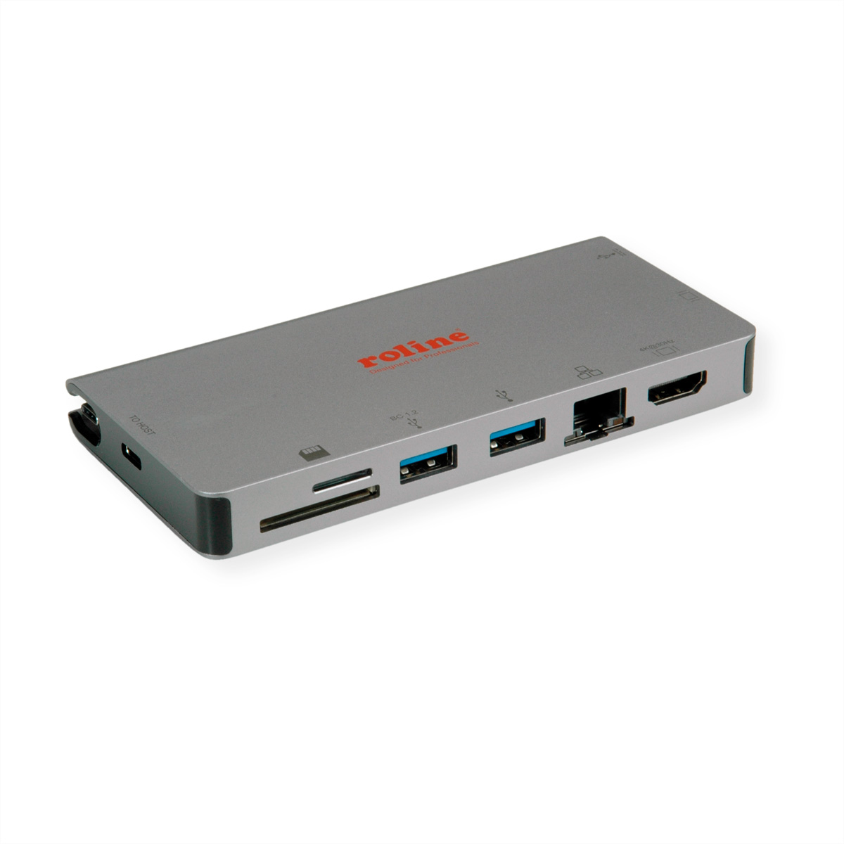 ROLINE USB Typ C Dockingstation, HDMI 4K, VGA, 2x USB 3.2 Gen 1, LAN, PD, Cardre