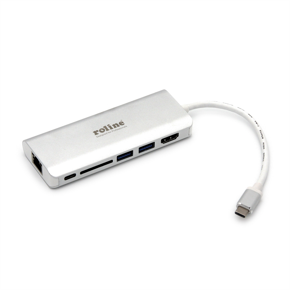 ROLINE Dockingstation USB Typ C, HDMI 4K, USB 3.0 / USB 3.2 Gen 1, SD/MicroSD, G