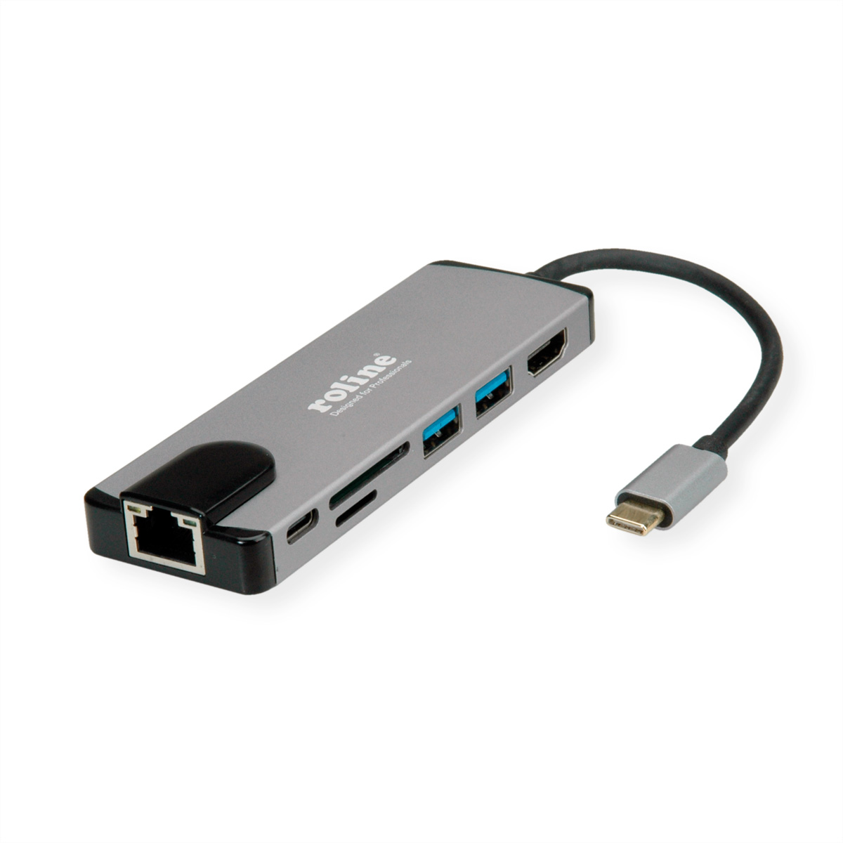 ROLINE USB 3.2 Gen 2 Typ C Multiport Docking Station, 4K HDMI, Card Reader, LAN