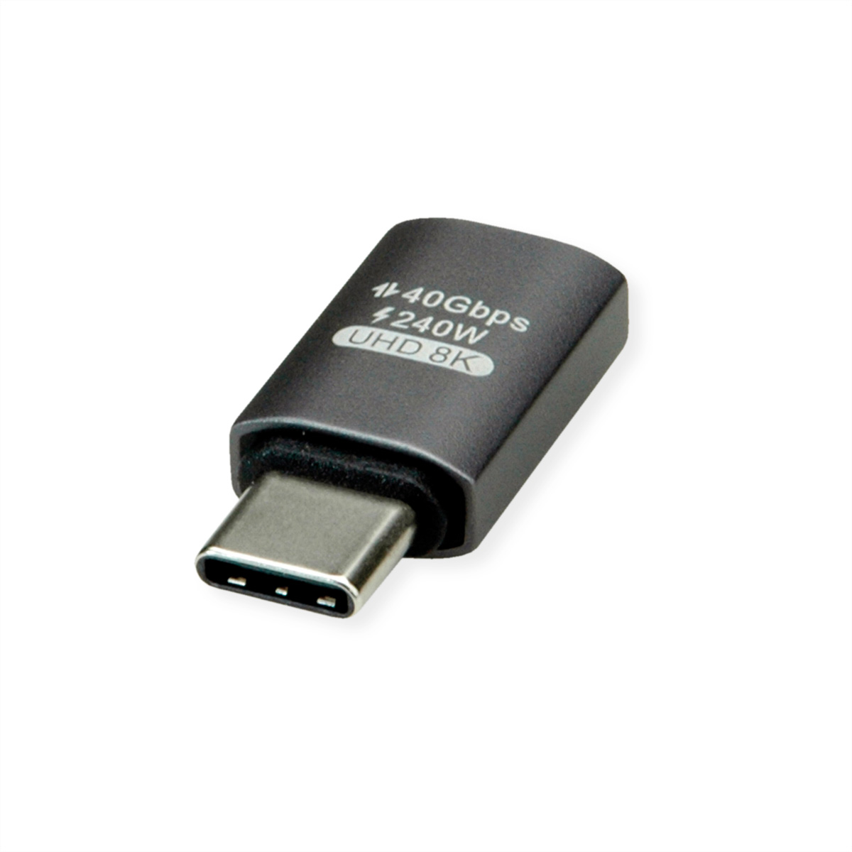 ROLINE USB4 Gen 3x2 Adapter Typ C ST/BU, Aluminium, gerade, silberfarben