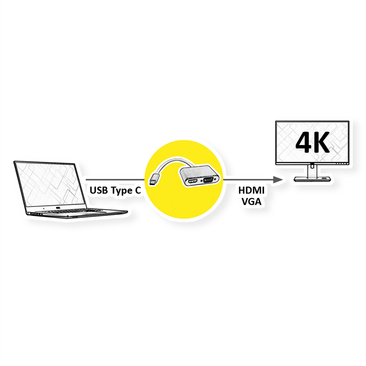 ROLINE GOLD Display Adapter USB Typ C - VGA + HDMI (12.03.3165)