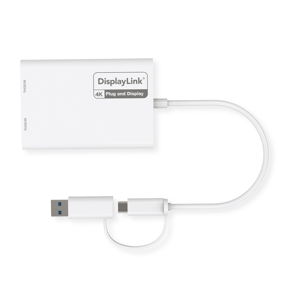 ROLINE Multi-DisplayLink Adapter USB Typ A+C - 2x DP, 4K