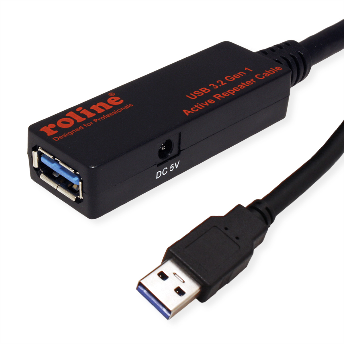 ROLINE USB 3.2 Gen 1 Aktives Repeater Kabel, schwarz, 15 m