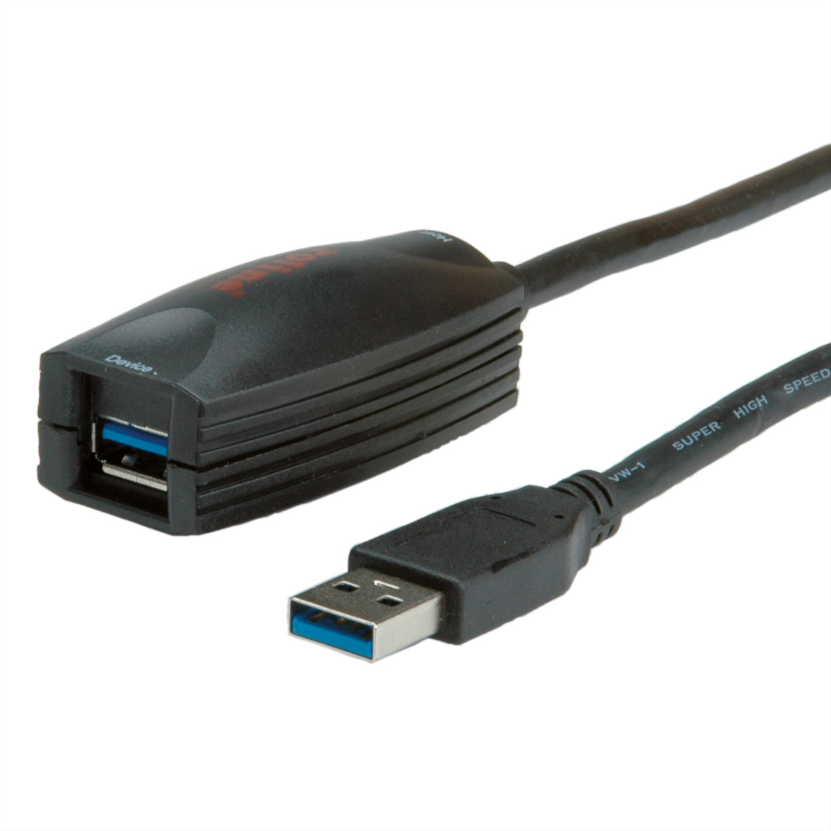 ROLINE USB 3.2 Gen 1 Aktives Repeater Kabel, schwarz, 5 m