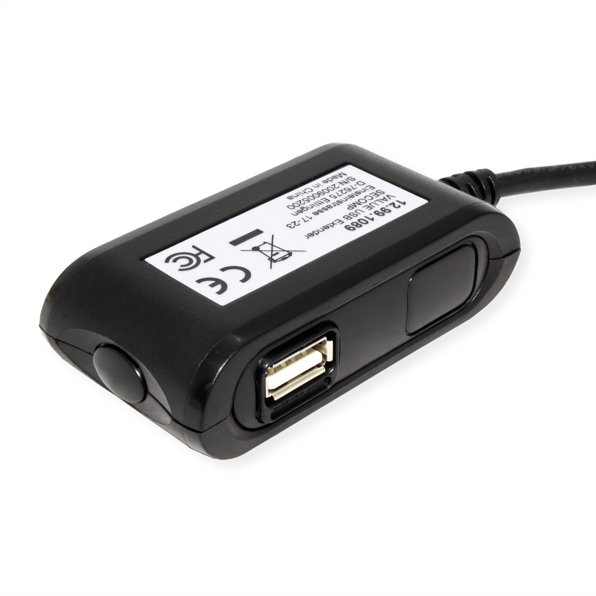 VALUE USB 2.0 Verlängerung, 2fach, schwarz, 5 m