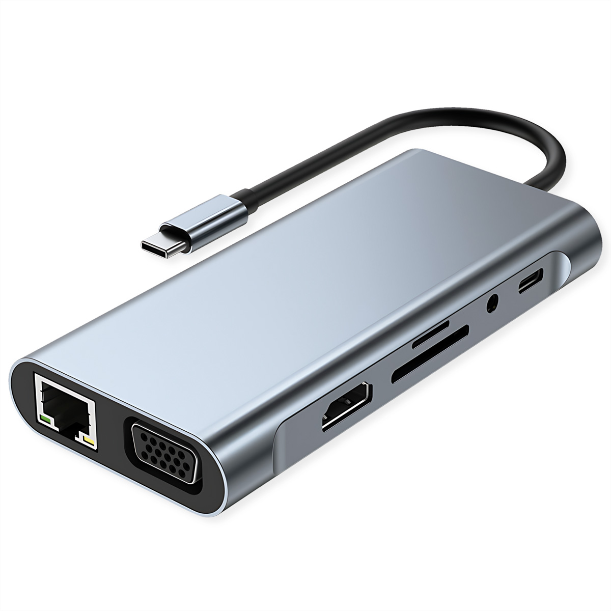 VALUE USB Typ C Docking Station, HDMI 4K60, 1x Gigabit Ethernet, 2x USB A + Typ C PD, 1x SD/microSD, 1x Audio Notebook-Docking-Station