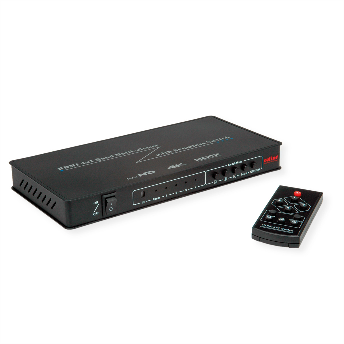 ROLINE HDMI 4x1 QUAD Multi-Viewer Switch, nahtlose Umschaltung