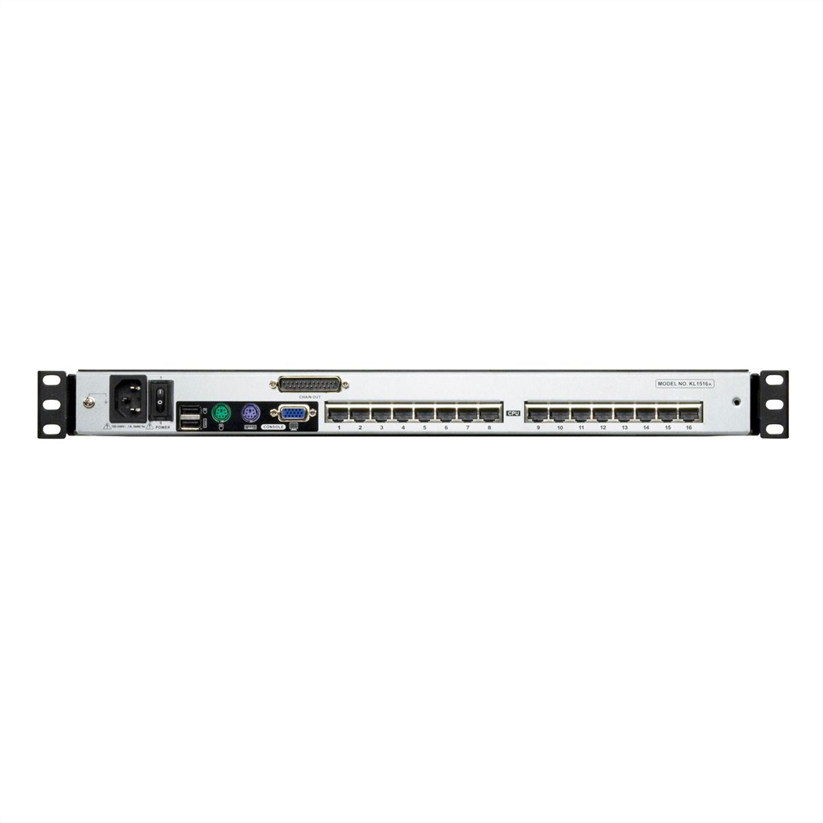 ATEN KL1516AN KVM-Switch, 48cm TFT, VGA, PS/2-USB über Kat 5, 16 Port, DE-Layout