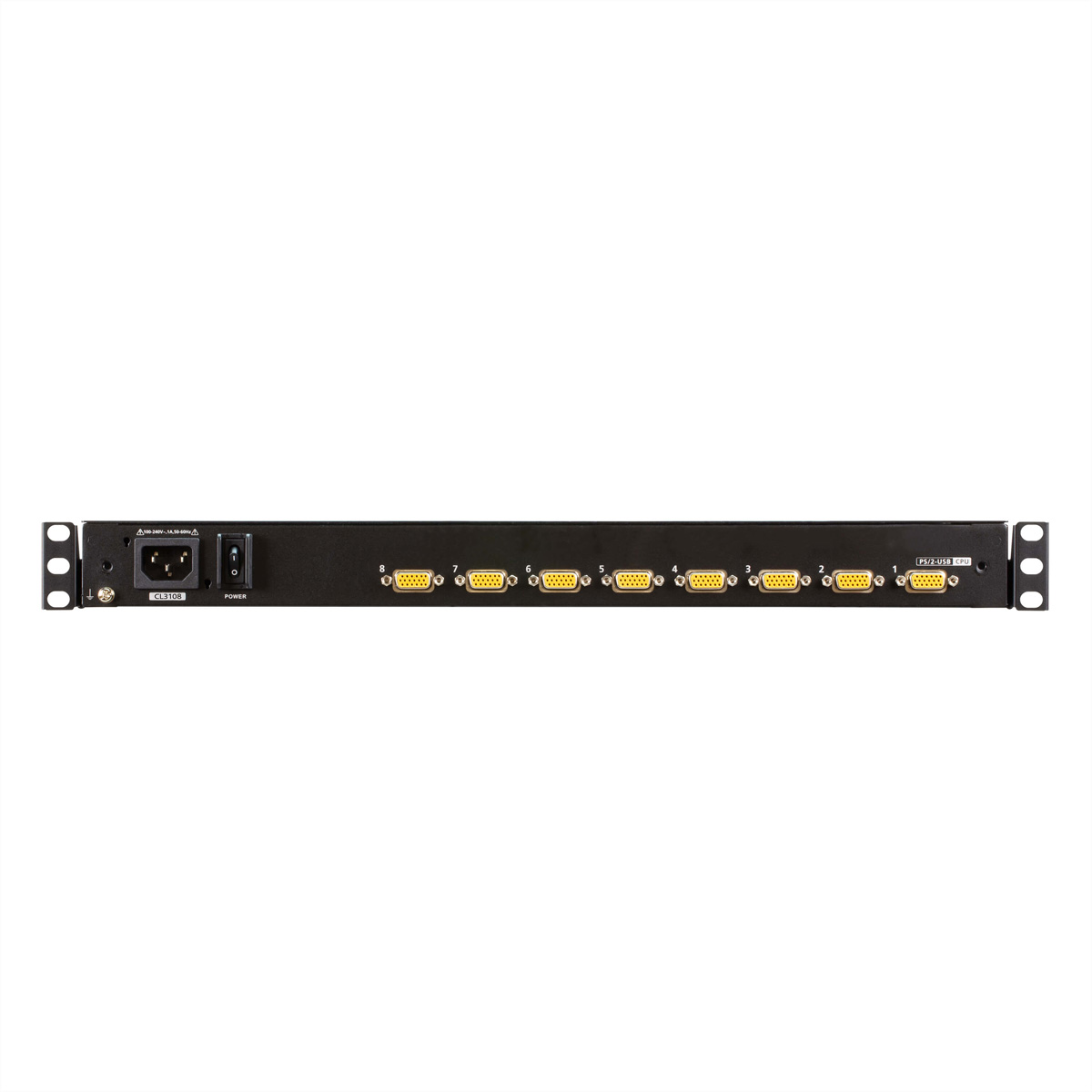 ATEN CL3108NX KVM-Switch, 18,5Zoll TFT, VGA, PS/2-USB, 8 Port, UK-Layout