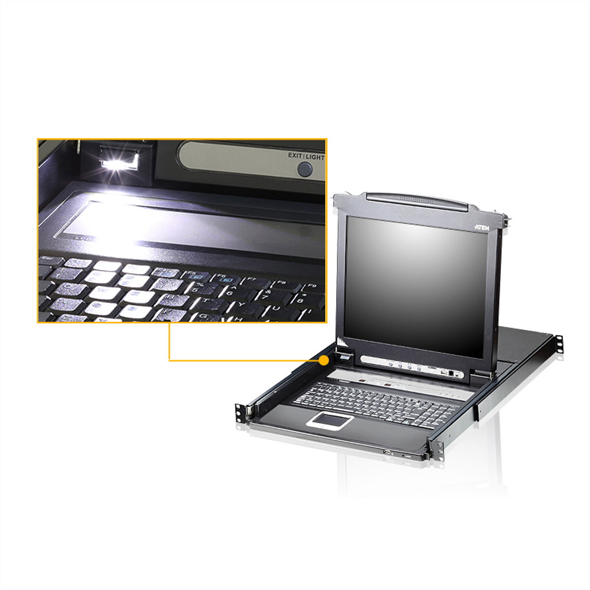 ATEN CL5716MW 43cm wide LCD KVM Switch, USB-PS/2,VGA, 16 Port, FR-Layout