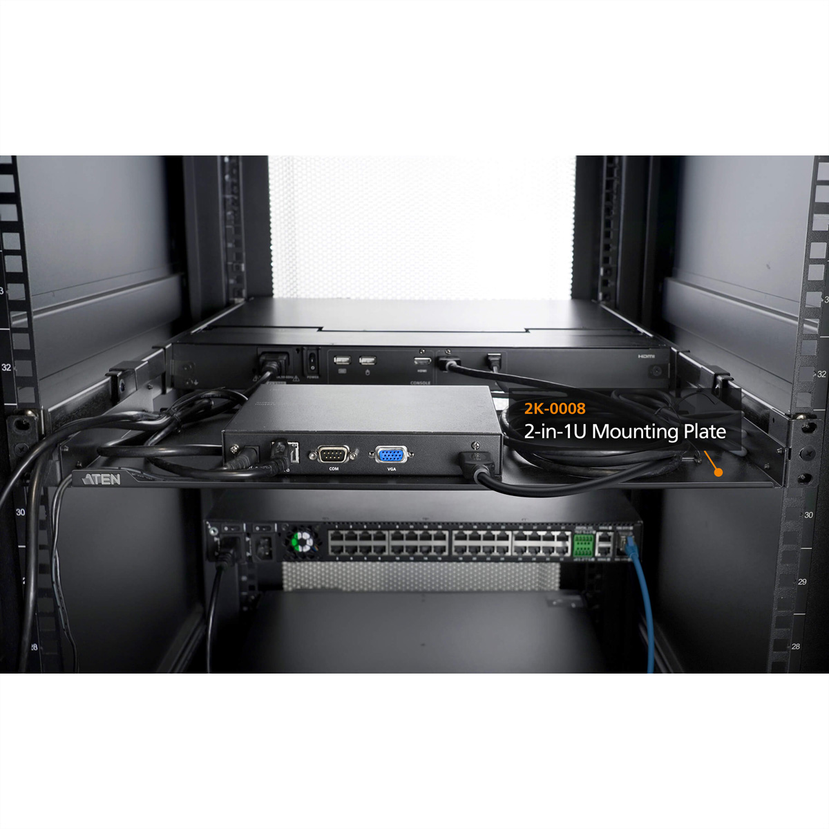 ATEN 2K-0008 2 in 1U Montageplatte