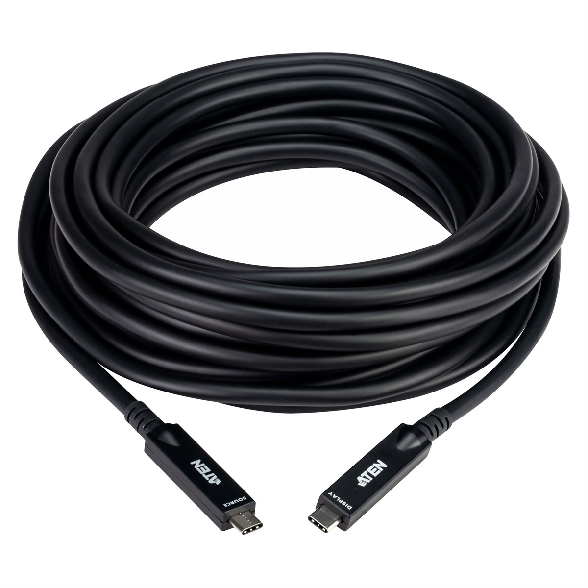 ATEN UE3410F aktives optisches Ultra HD-Kabel mit USB-C, schwarz, 10 m