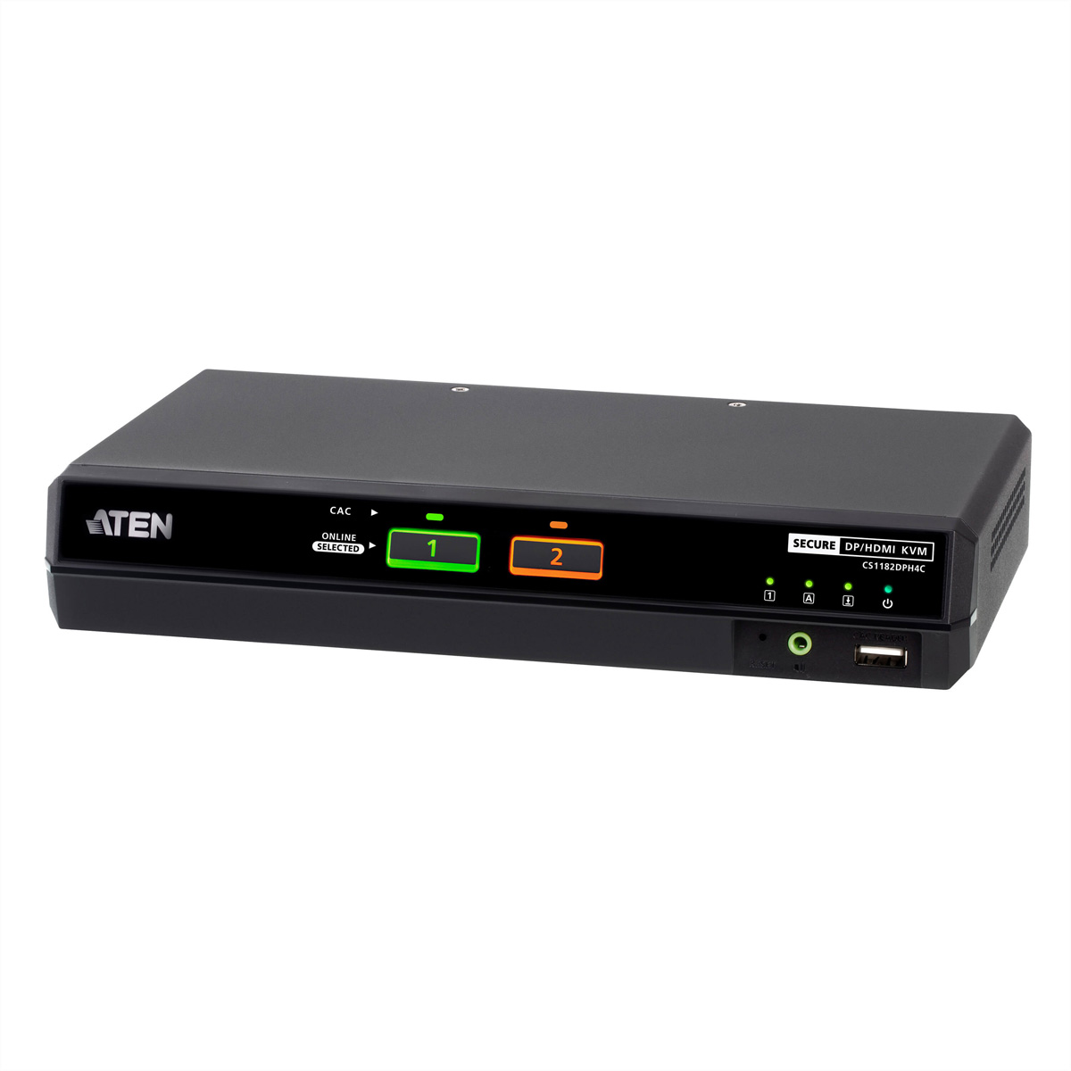 ATEN CS1182DPH4C 2-Port USB 5K DP/HDMI, Single Display Universal Secure KVM Switch mit CAC KVM-Switch, DisplayPort