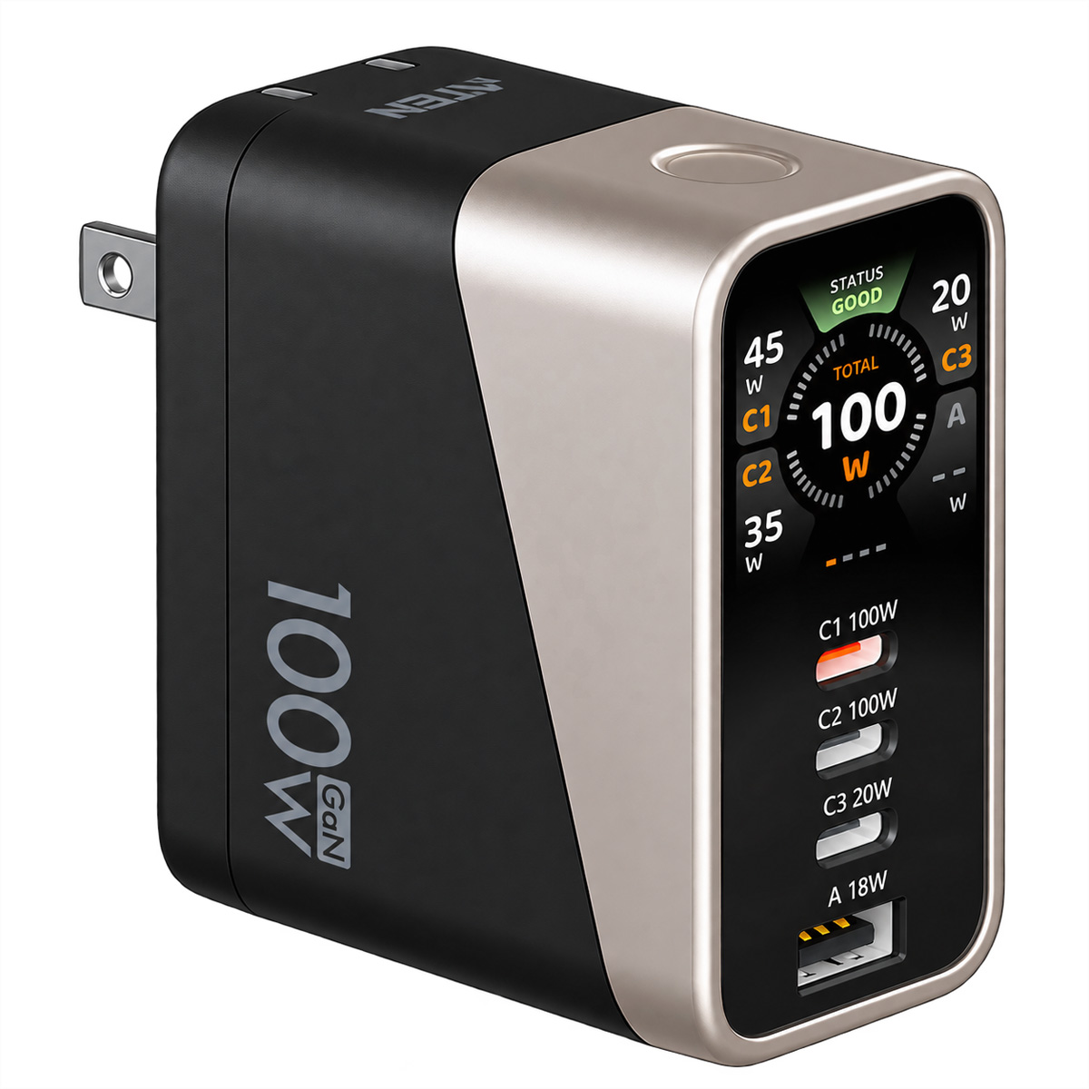 ATEN UP5100 100W 4P Smart Display Charger, GaN, 100W USB Ladegerät