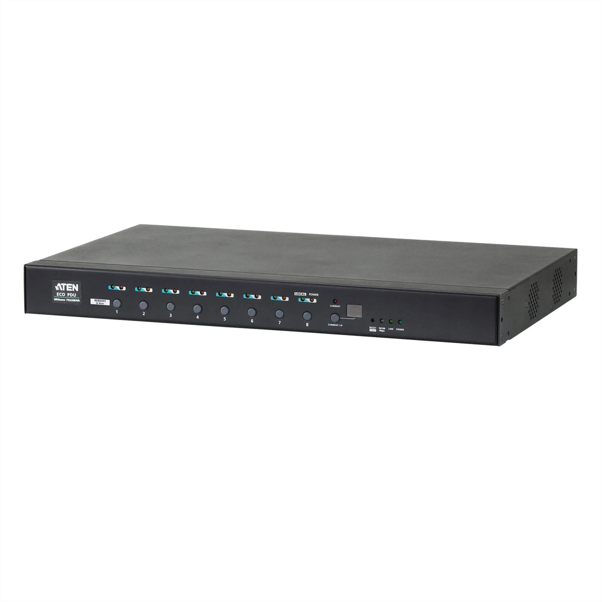 ATEN PE6208AV IP-Fernschaltsteckdose, 8 Port, 1HE für A/V Anwendungen, 8 x IEC320 C1316A, Energiemessung IP Power Switch