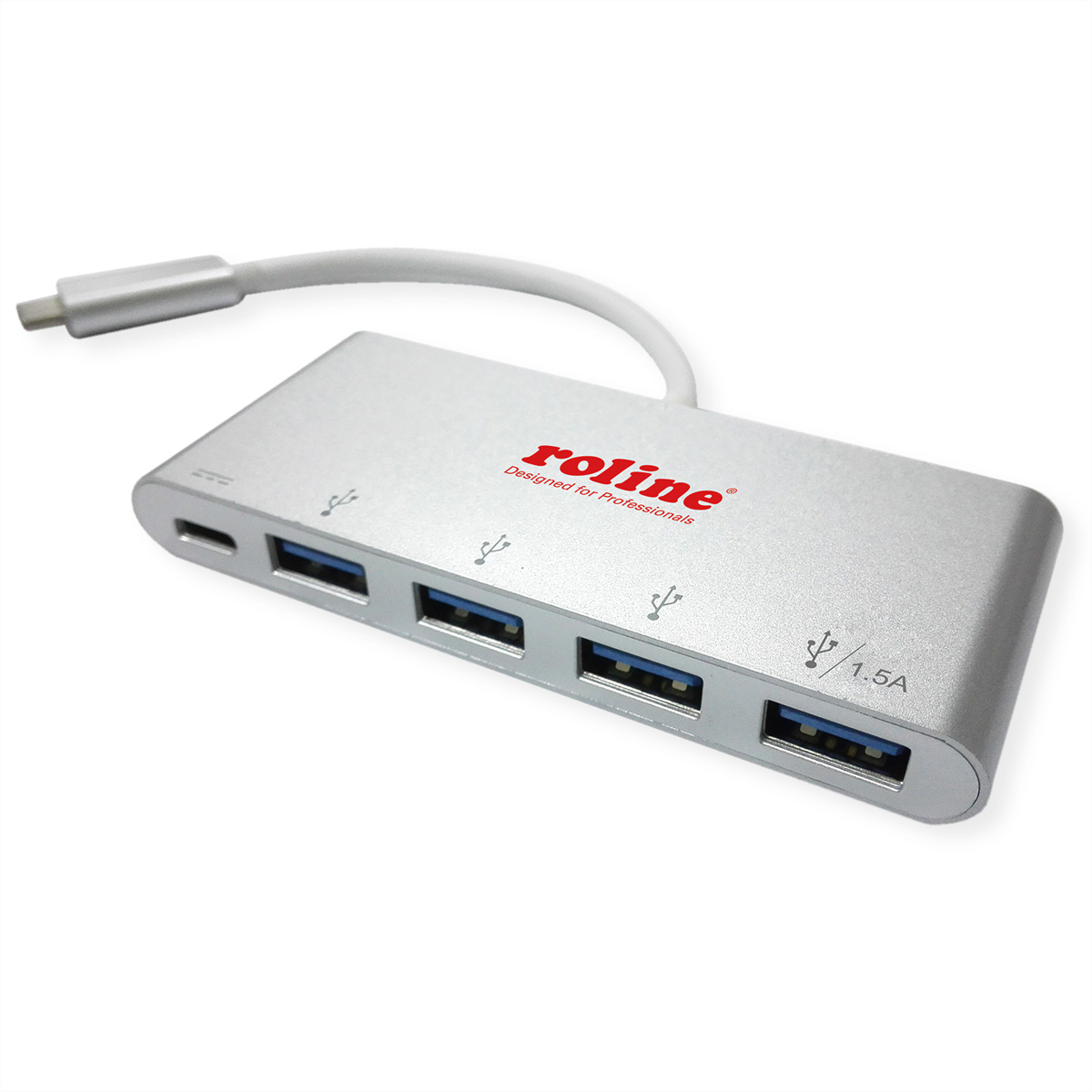 ROLINE USB 3.2 Gen 1 Hub, 4fach, Typ C Anschlusskabel, mit 1 PD-Port ROLINE USB 3.2 Gen 1 Hub, 4fach, Typ C Anschlusskabel, mit 1 PD-Port