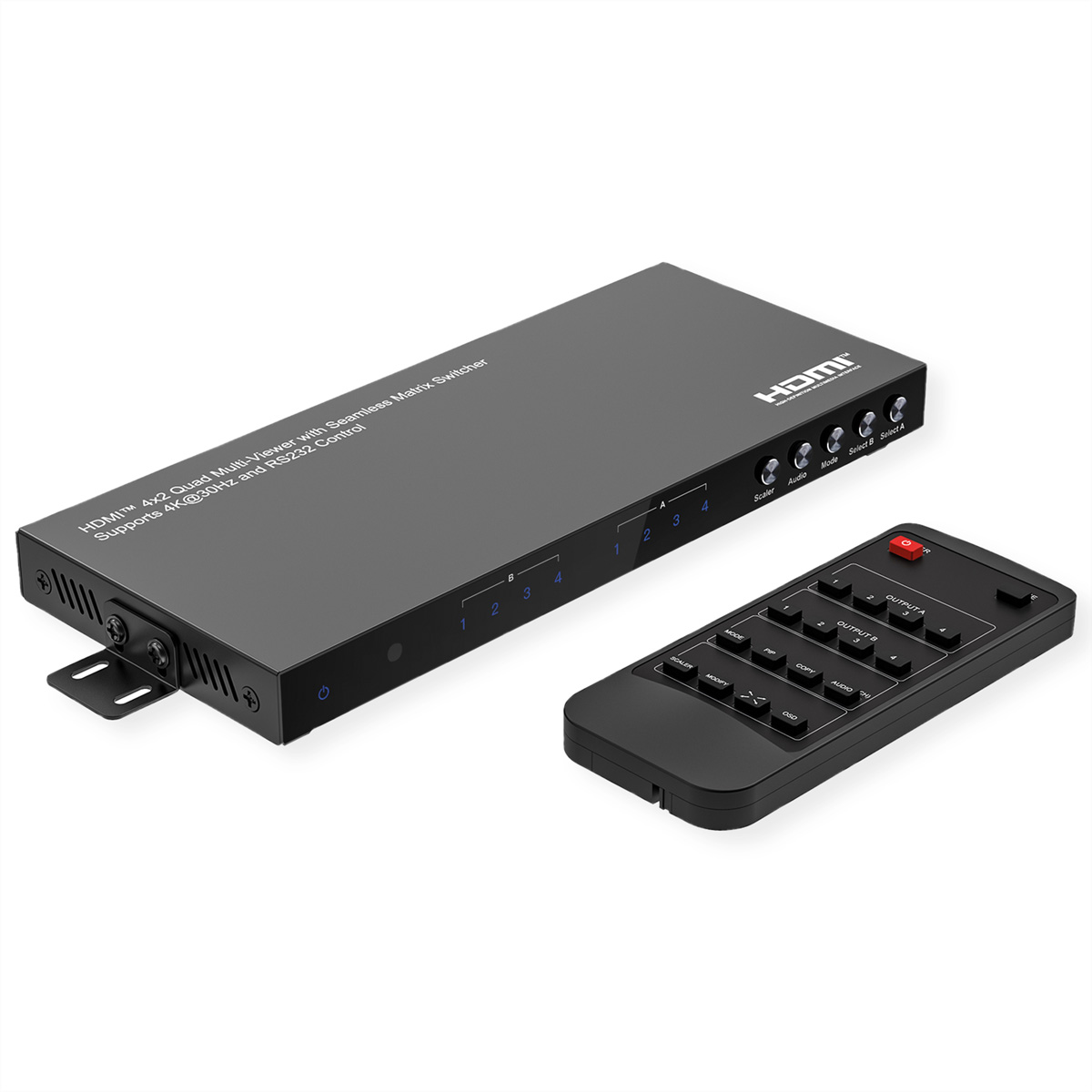 VALUE HDMI Matrix Switch, 4x2 QUAD Multi-Viewer, nahtlose Umschaltung