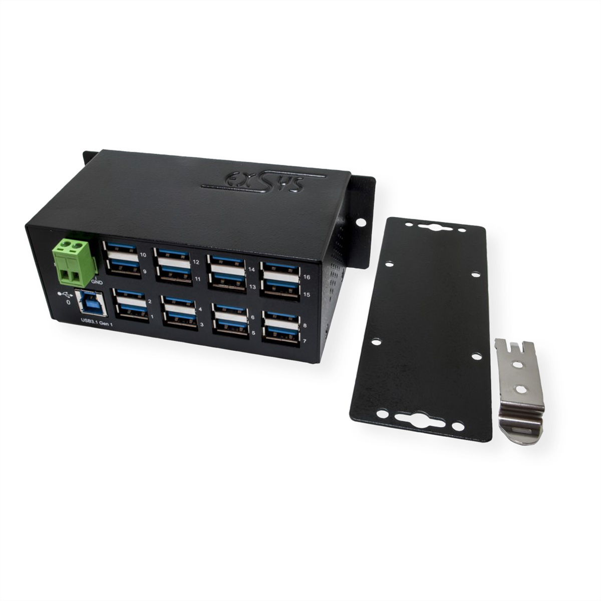 EXSYS EX-1113HMS 16 port USB 3.0/3.1(Gen1) HUB 15KV ESD  (BILD2)